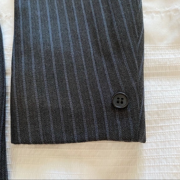 PYTCHLEY VINTAGE WOOL BLEND LONG GREY BLUE STRIPED NOTCHED LAPEL BLAZER - Picture 10 of 10